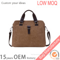 2016 Stylish camel canvas briefcase for men with two leather tote handle